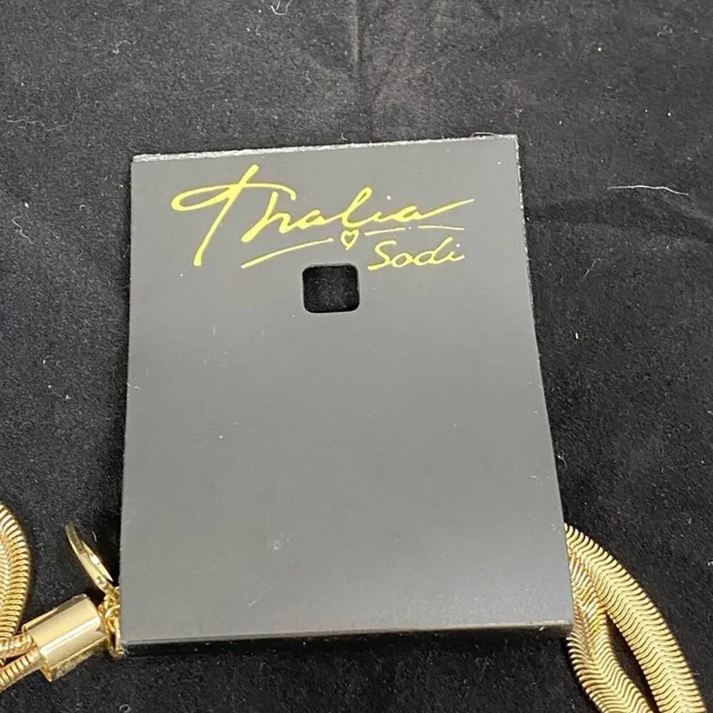 Thalia Sodi Gold Knotted Tassel Necklace Statement Jewelry NWT